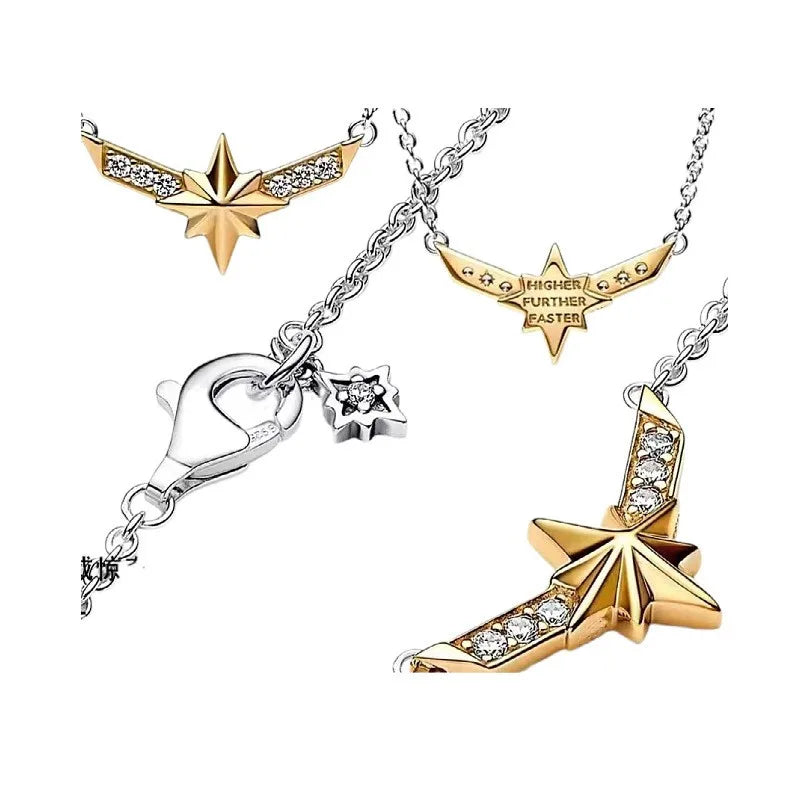 Orig 925 sterling silver plated Shining dark blue heart Necklace Bracelet women