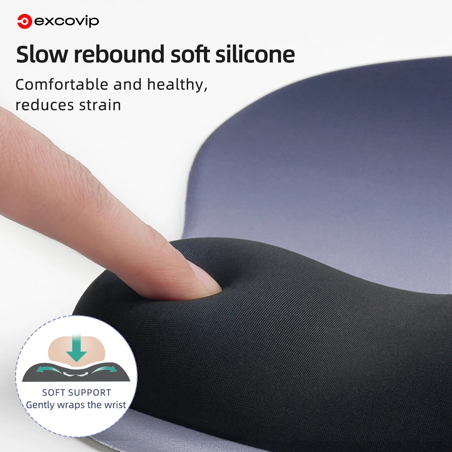 EXCO Ergonomic Mouse Pad Large with Silicone Wrist Rest Non-Slip PU Base for Pain Relief Computer Office Desk Laptop Home