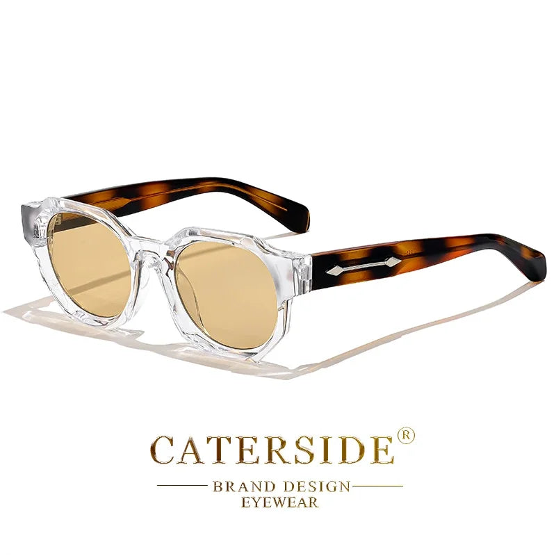 CATERSIDE Retro Punk Square Sunglasses Men Vintage Thick Frame High-Quality Women's Sun Glasses Party and Holiday Travel Eyewear