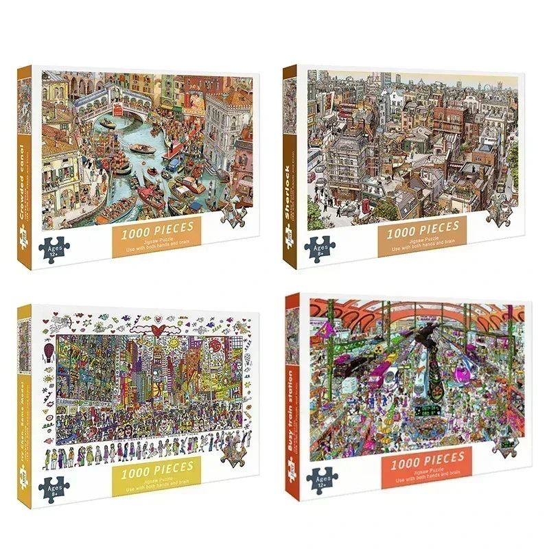 75*50CM Adult 1000 Pieces Paper Jigsaw Puzzle Lovely Cure High Difficulty Decompression Puzzle Birthday Gift  Educational Toy
