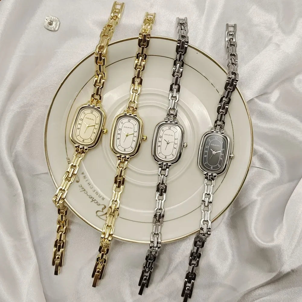 Luxury Brand Oval Shaped Women's Quartz Watch Retro Student Bracelet Wristwatch Fashionable Girl Gifts Dropshipping Relógio