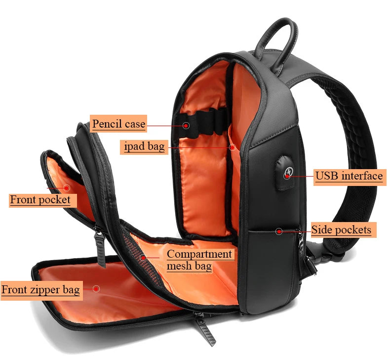 SWISS Men's Fashion Chest Bag Multifunctional Waterproof Shoulder Crossbody Bag