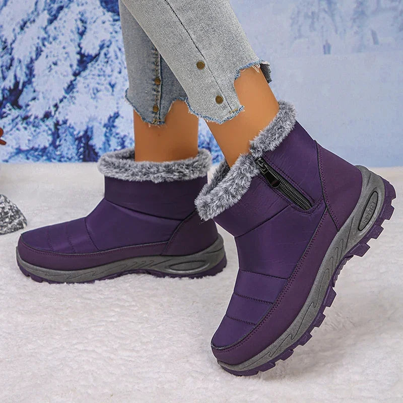 Thicken Plush Waterproof Snow Boots Women 2025 Non Slip Zipper Platform Winter Boots Woman Fleece Lining Warm Ankle Booties 43