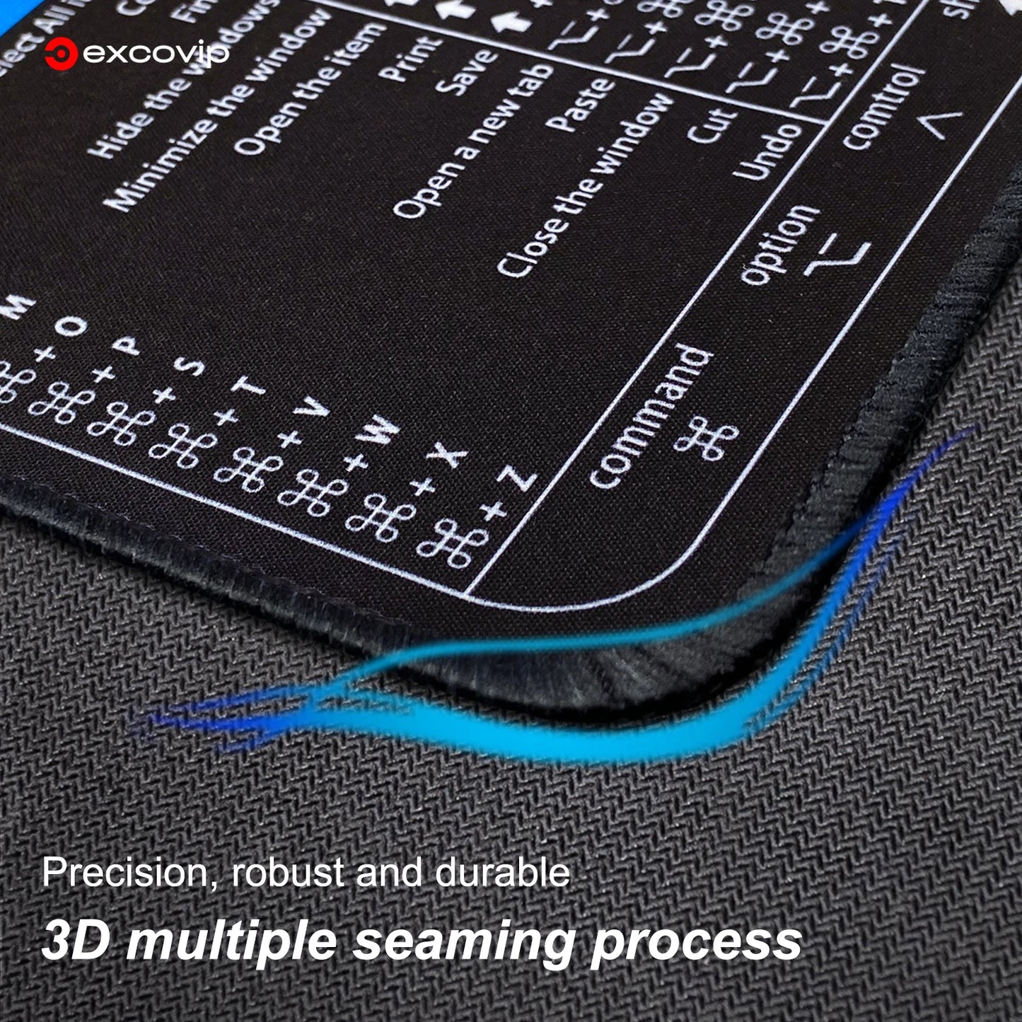 EXCO Mac OS Shortcuts Mouse Pad with Stitched Edge Non-Slip Rubber Base Office Mousepad Small for Laptop Computer Home Portable