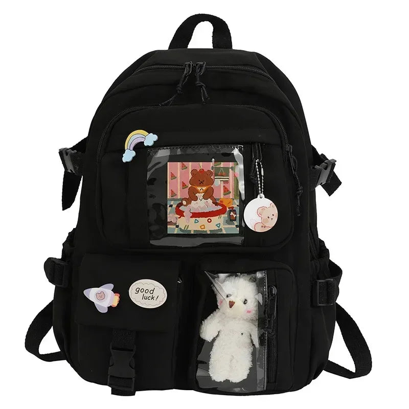 Kawaii Aesthetic Women Backpack School Bag for Teen Girls Japanese Korean Rucksack Student Bookbags Cute School Backpack Mochila
