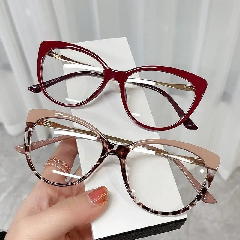 Metal Blue Light Blocking Lens Cat Eye Eyeglasses for Women Men Outdoor Fashion Eyewear