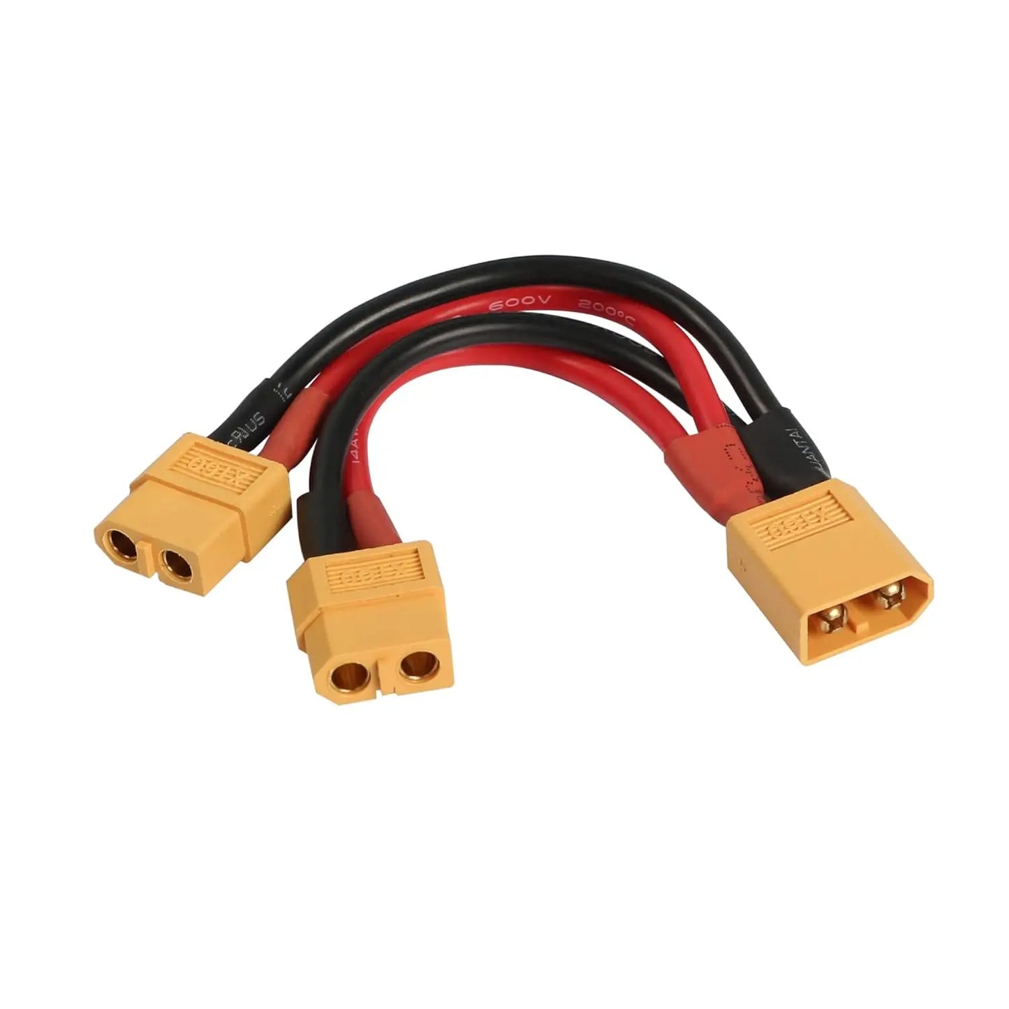 XT60 Parallel Battery Connector Cable,14AWG 1 Female to 2 Male Y Splitter Adapter Cable,10cm/3.93inch for RC Multicopter Quadcop