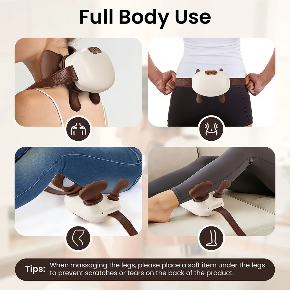 4D Hand Shaped Kneading Neck And Shoulder Massager Portable Neck Shoulder Massage Pillow Brushless Motor Trapezius masajeador