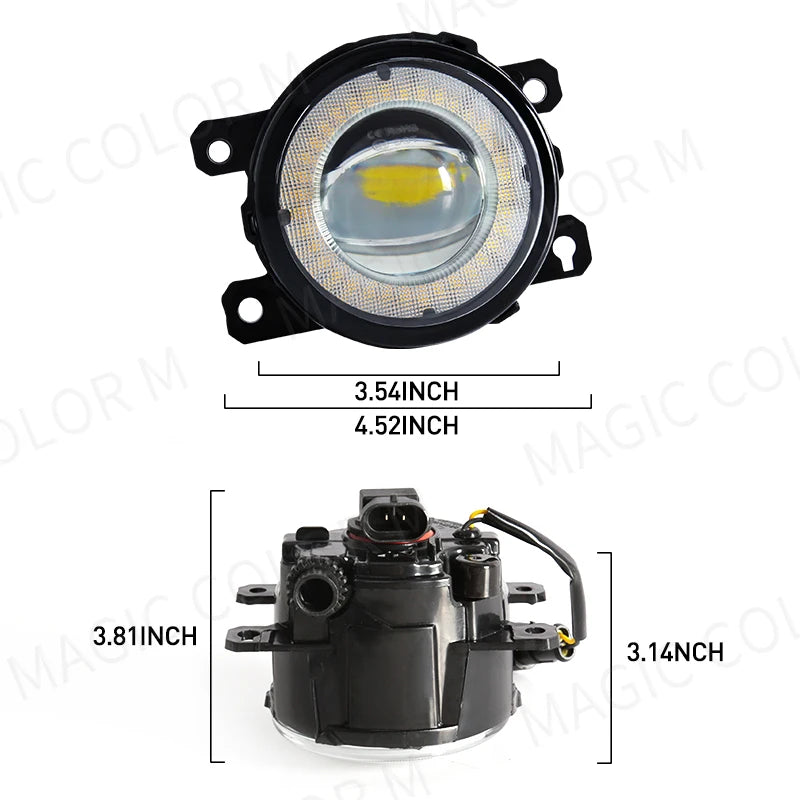 For Ford Focus Fusion Fiesta Ranger C-Max Transit Tourneo EcoSport Edge Angel Eye Fog Light Car DRL Fog Driving Lamp LED Lens
