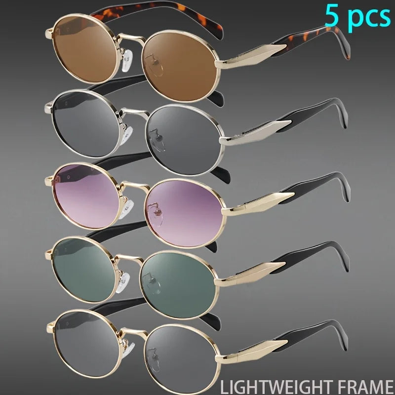 5PCS Cycling Oval Sunglasses Women Men Steampunk Sports Rice Nail Design Sun Glasses Fashion Eyewear Vintage Eyeglasses