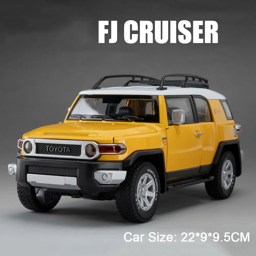 1:24 FJ Cruiser Prado LC250 Car Model Alloy Diecast Toy Doors Opened Sound Light Pull Back Miniature Cars Exquisite Collectibles