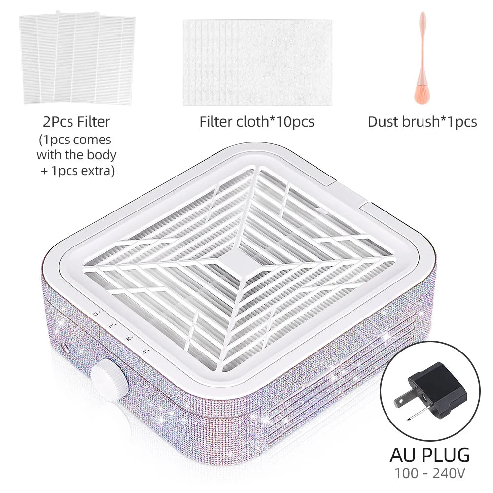 120W Powerful Nail Dust Collector With 2 Filter Super Suction Brushless Nail Dust Extractor Nail Art Manicure Fan Vacuum Cleaner