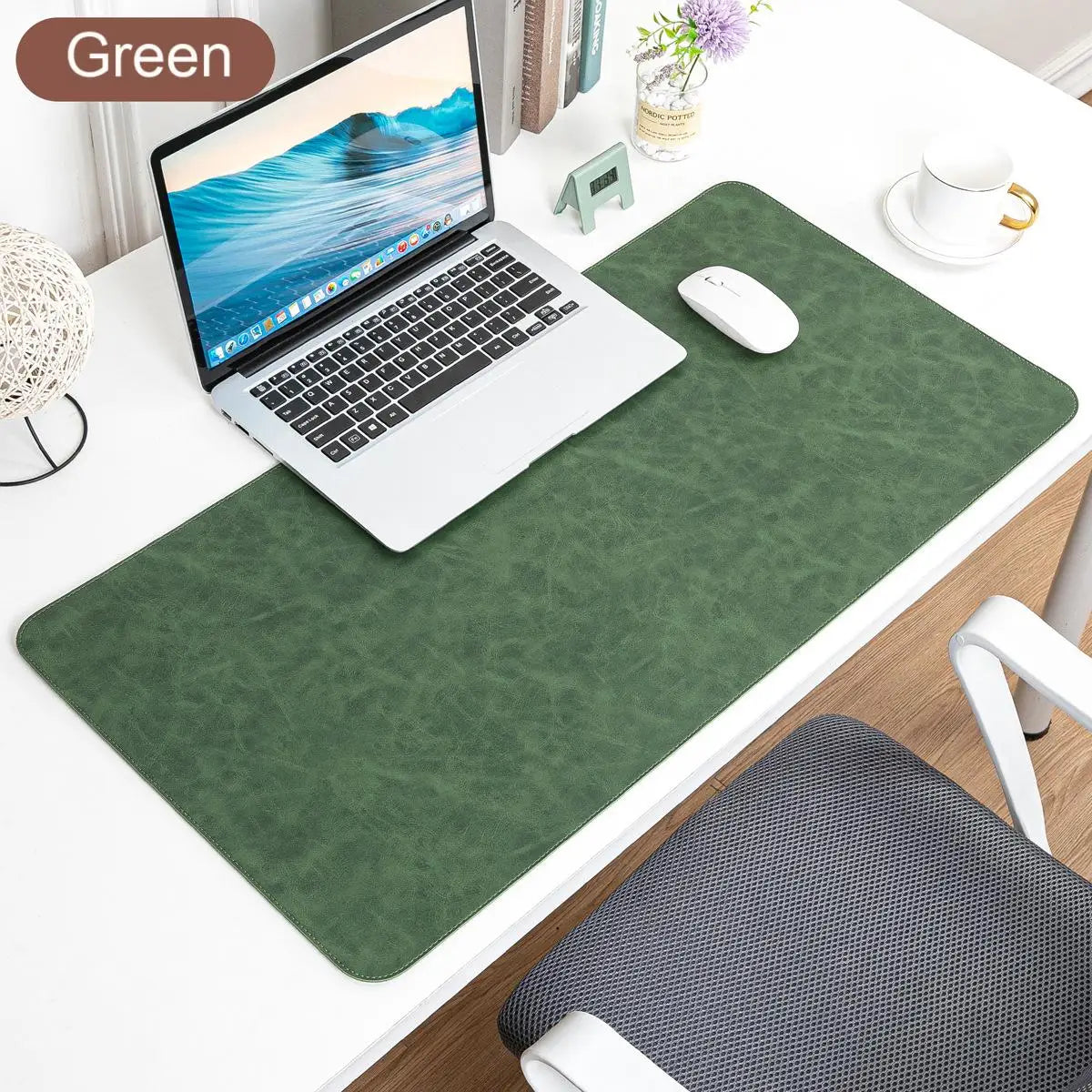 Imitation Crazy Horse Leather Large Gaming Mouse Pad, Desk Mat Protector Stitched Edge, XL Extended Desk Pad for Office Home