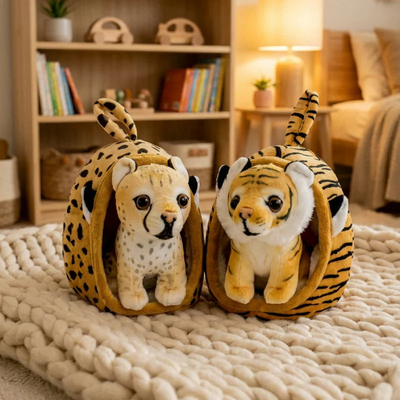 1Pc 18CM Lovely Animal Nest Plush Toy Simulation Tiger Leopard Husky Lion Giraffe Shiba Inu Dolls Kawaii Home Decoration Gift