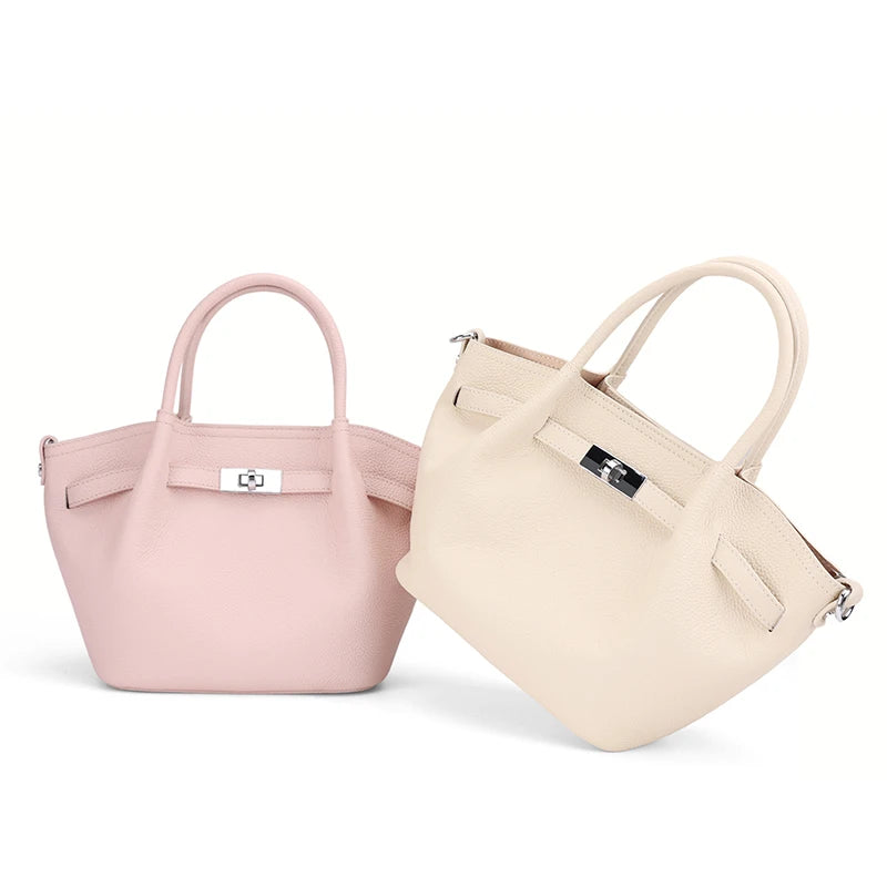 Fashionable Ladies' Genuine Leather Bucket Bag luxury designer handbags, top-grain leather commuting crossbody All-match Bag