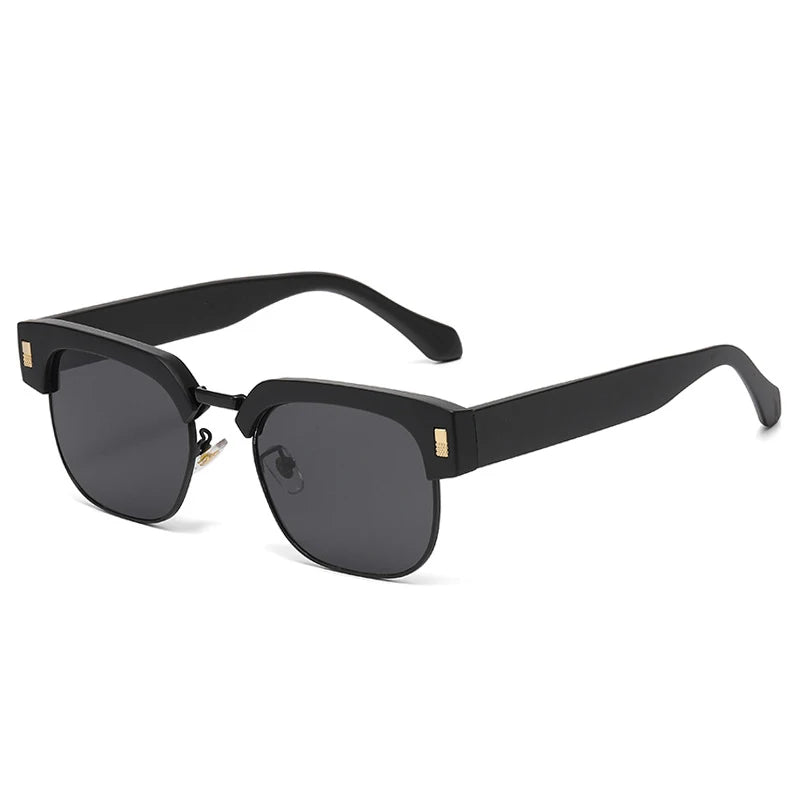 JNPCXI New Square Semi-Metal Sunglasses Women Shades UV400 Fashion Leopard Green Men Punk Sun Glasses