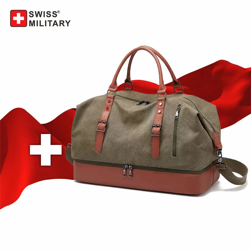 SWISS MILITARY Handheld Travel Retro Bag Canvas Multifunctional Anti-Theft Bag