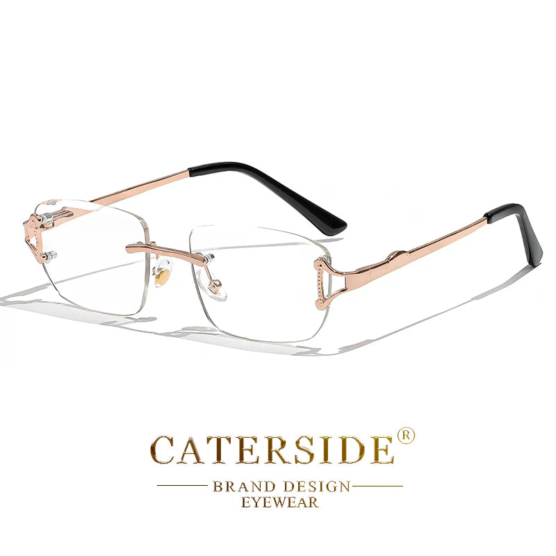 CATERSIDE New Retro Rimless Sunglasses Men's Rectangular Personalized Brand Design Sun Glasses Women Party Festival Eyewear Gift