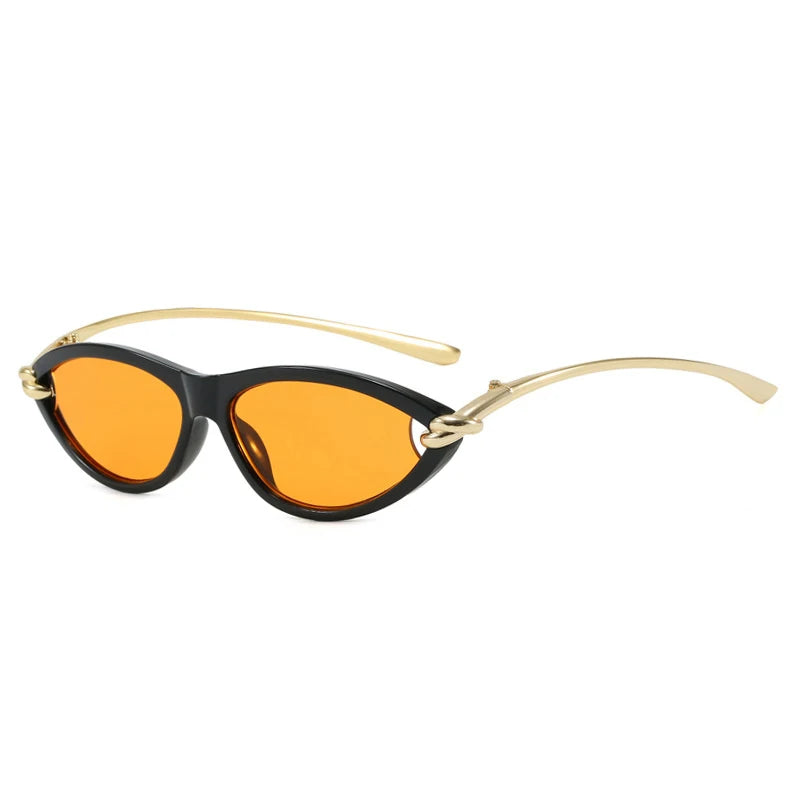 JNPCXI New Fashion Cat Eye Candy Color Women Luxury Sunglasses Brand Designer Oval Hollow Shades Men Sun Glasses UV400