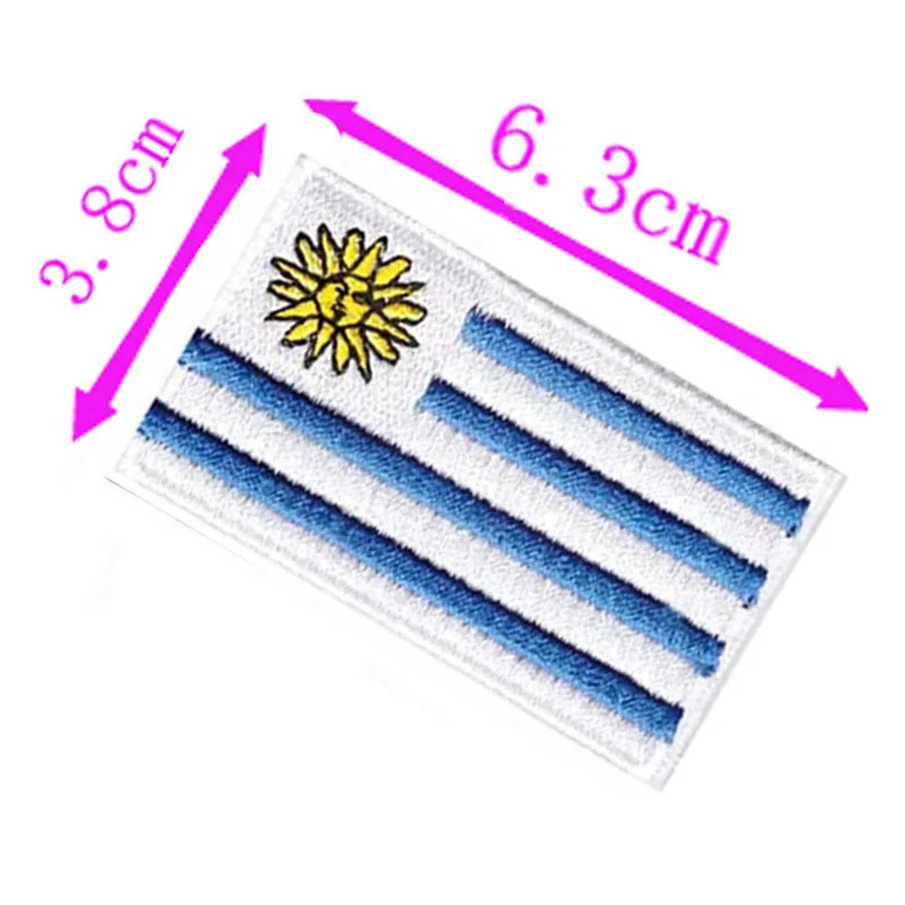 1pc Uruguay Country Flag Embroidery Patch 6.3cm Wide Iron On Sew On Backing/Hand Craft/Applique/Hot Cut