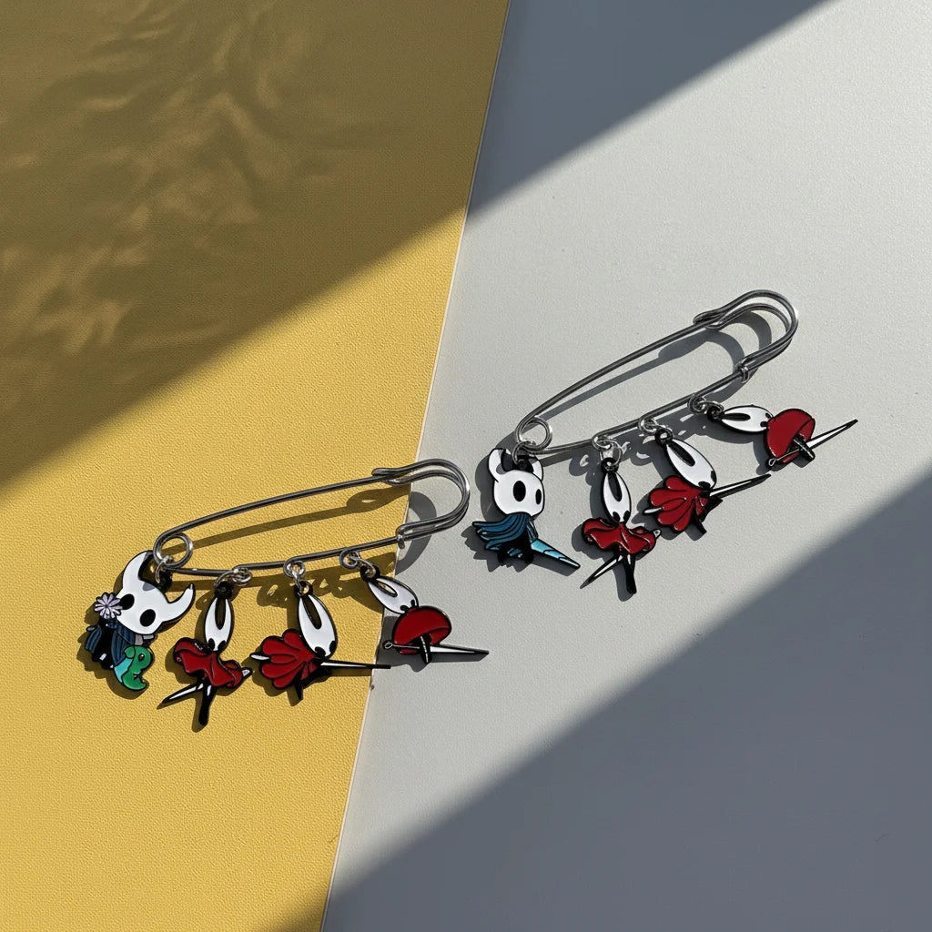 Hollow Knight Silksong 6.5cm Large Safety Pin Cartoon Enamel Brooch Badge Fashion Jewelry for Autumn Winter Coat Accessory