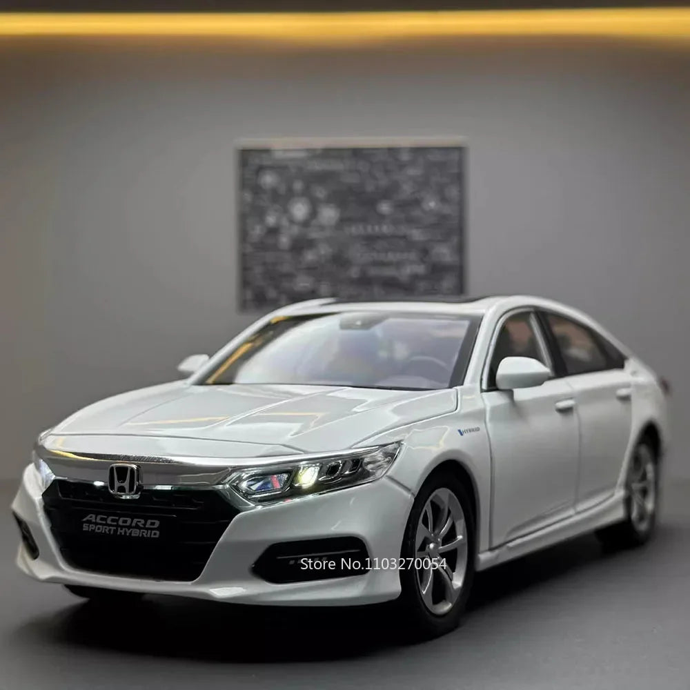 1:24 HONDA ACCORD GTR-R34 Cars Model Toys Alloy Diecast Vehice 6 Door Opened Sound Light Pull Back Toy Children's Birthday Gifts