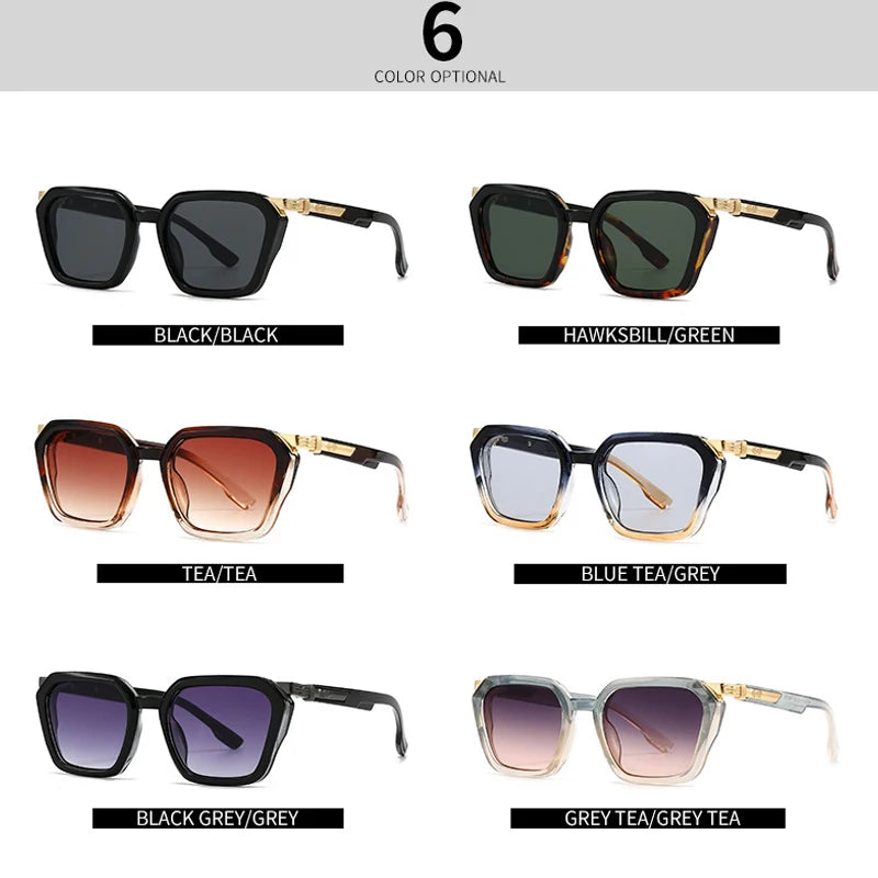 JNPCXI  New Square Women Luxury Sunglasses Retro Rivets Men Gray Pink Gradient Shades UV400 Sun Glasses