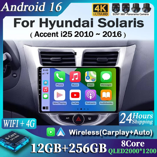 9 '' for Hyundai Solaris Accent i25 2010 - 2016 Car Multimedia Radio Video Player Android 16 GPS Navi HD Touch Screen BT WiFi
