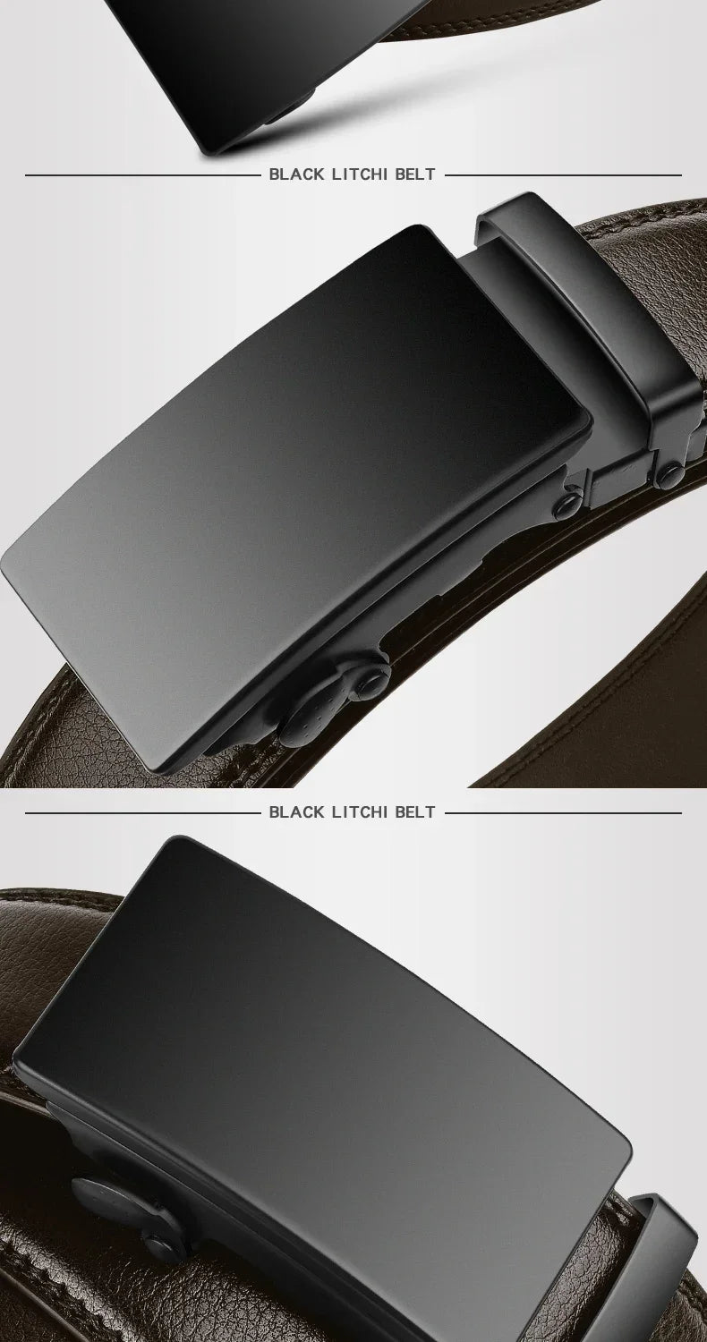 Brown Auto Buckle Men Belt, Famous Brand Business Belt PU Leather Waist Strap