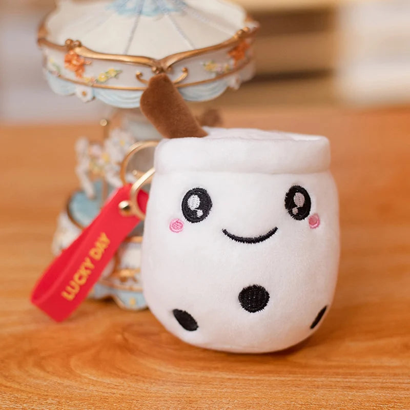 Kawaii Bubble Tea Keychain Soft Plush Toy Keychain Stuffed Boba Doll Cute Backpack Decoration Best Birthday Gifts for Girls