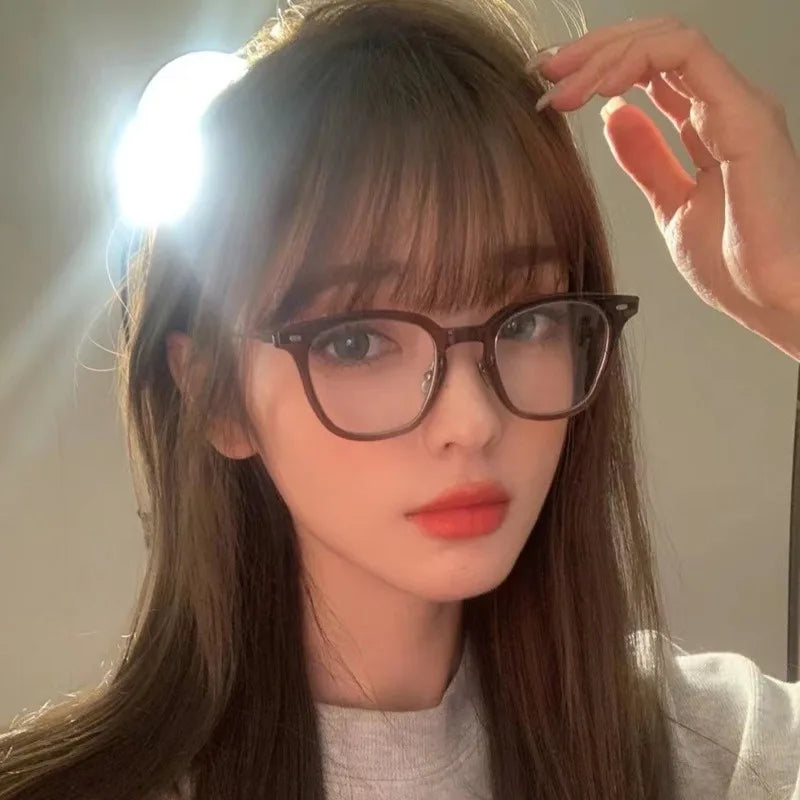Korean Fashion Glasses Brown Anti Blue Light Glasses Women's Clear Anti Radiation Filter Glasses