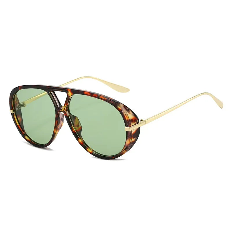 JNPCXI Fashion Double Bridges Pilot Women Oversized Sunglasses Retro Candy Color Green Gradient UV400 Men Punk Sun Glasses