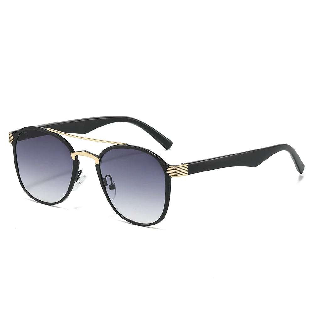 JNPCXI New Fashion Double Bridges Square Men Luxury Sunglasses Retro Women Blue Gradient Mirror Shades Sun Glasses UV400