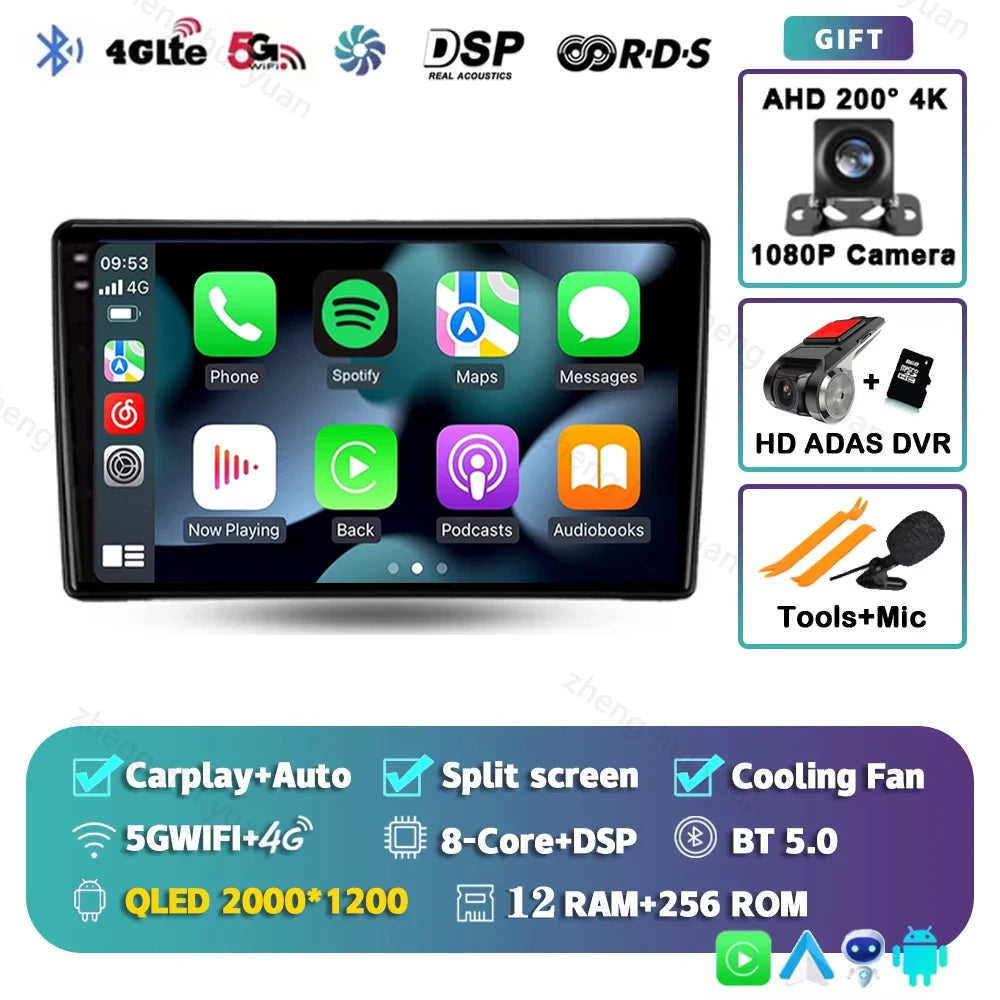Android 14 For Nissan Navara D40 2004 - 2010 2K QLED CarPlay Auto Car Radio Multimedia Video Player GPS stereo Head Unit 4G WIFI