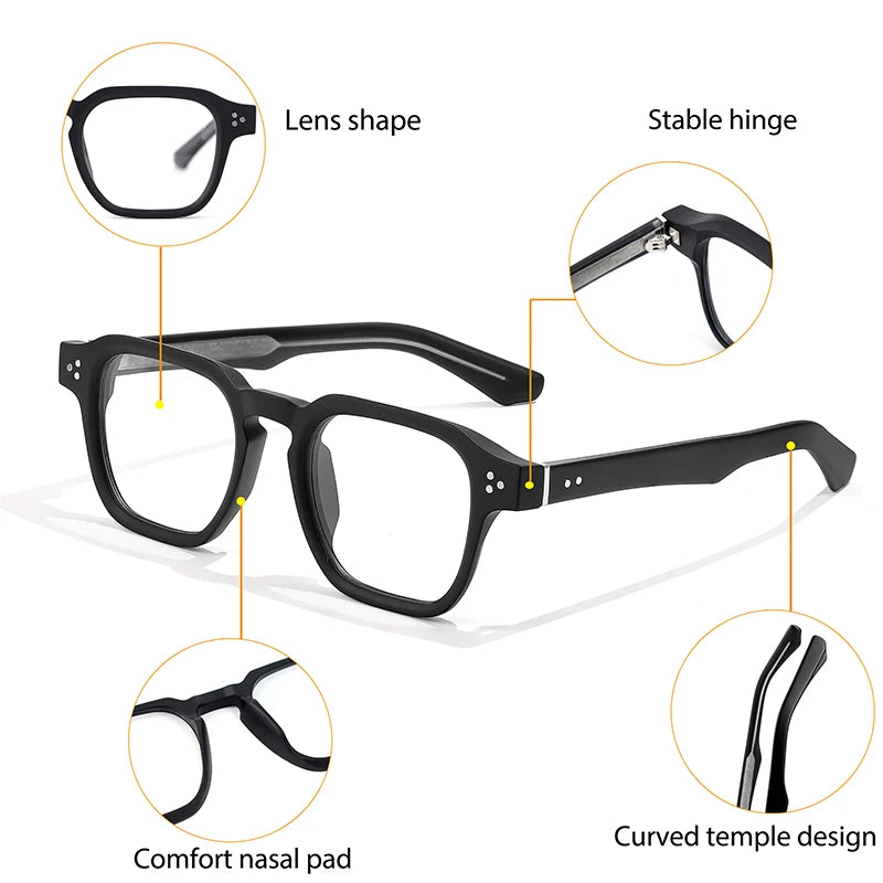 CATERSIDE Retro Square Glasses Men Anti Blue Light Core Insert Temple Computer Glasses for Women Luxury Brand Glasses Frame