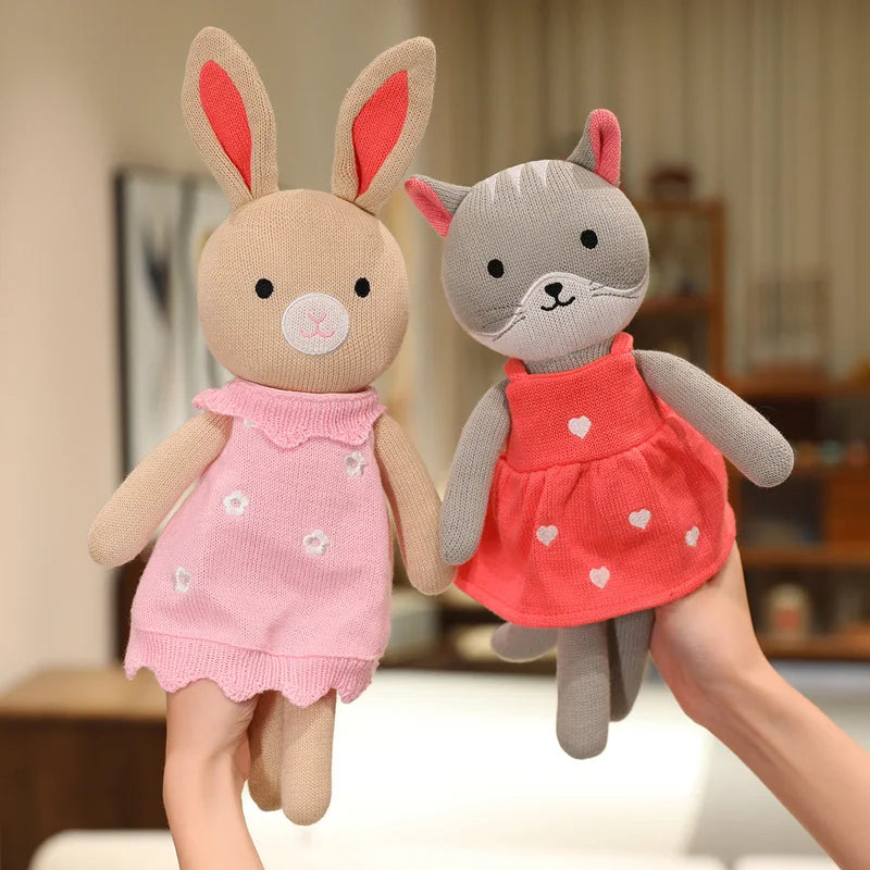 1pc 30cm Cute Rabbit Wear Cloth With Dress Plush Toy Stuffed Soft Animal Dolls Panda Cat Dog For Baby Birthday Gift