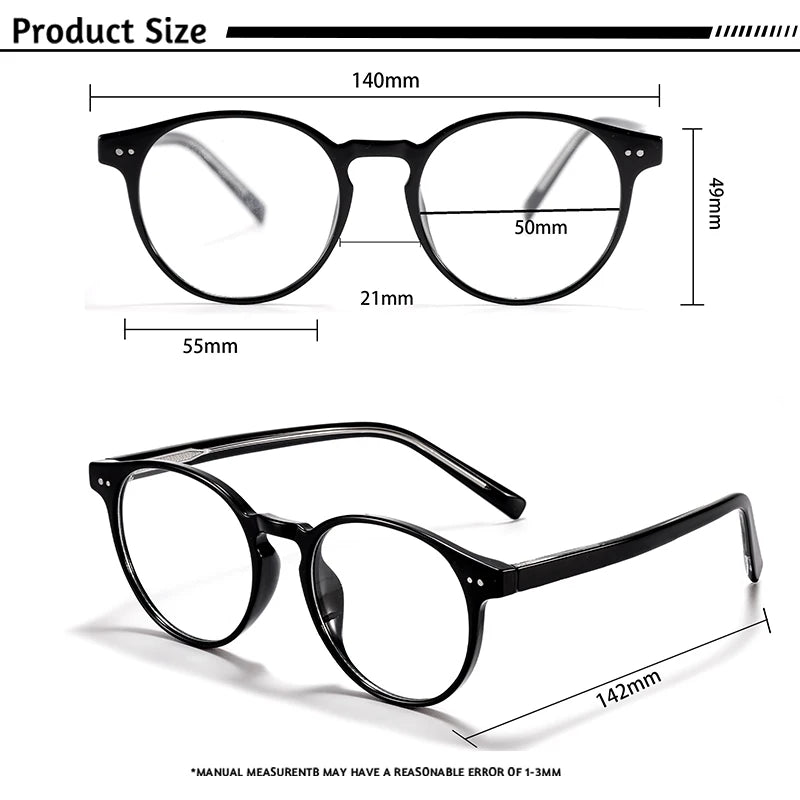CATERSIDE Vintage Round Men Glasses Frame High-Quality Brand Design Anti Blue Light Reading Glasses Women Optical Frame