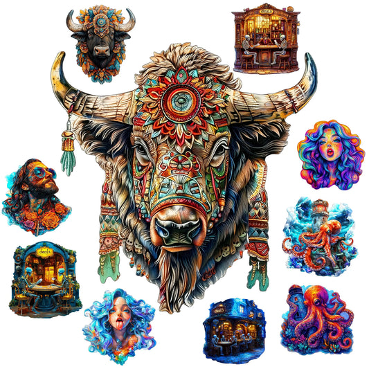 Color Art  Wooden Jigsaw Puzzle - Art Style Wooden Decor Painting - Christmas and Halloween Gift Toy For Teen And Kid