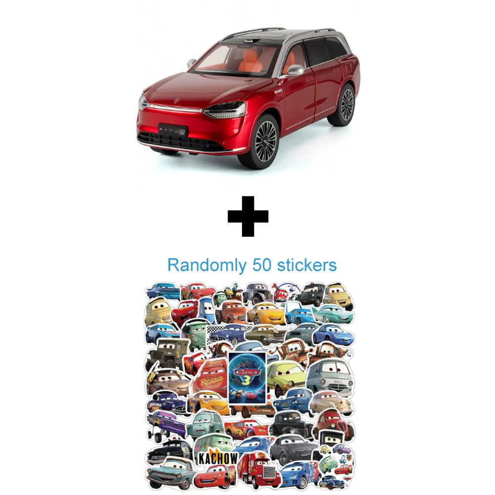 1:24 AITO M9 SUV Model Toys Car Alloy Metal Diecast Sound Light Pull Back 6 Door Opened Rubber Tire Vehicle Collectible Ornament
