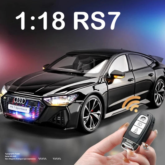 Large 1:18 RS7 A6L Alloy Diecast Model Car Toys 6 Doors Opened with Sound Light Front Wheel Steering Vehices for Boy Adult Gifts