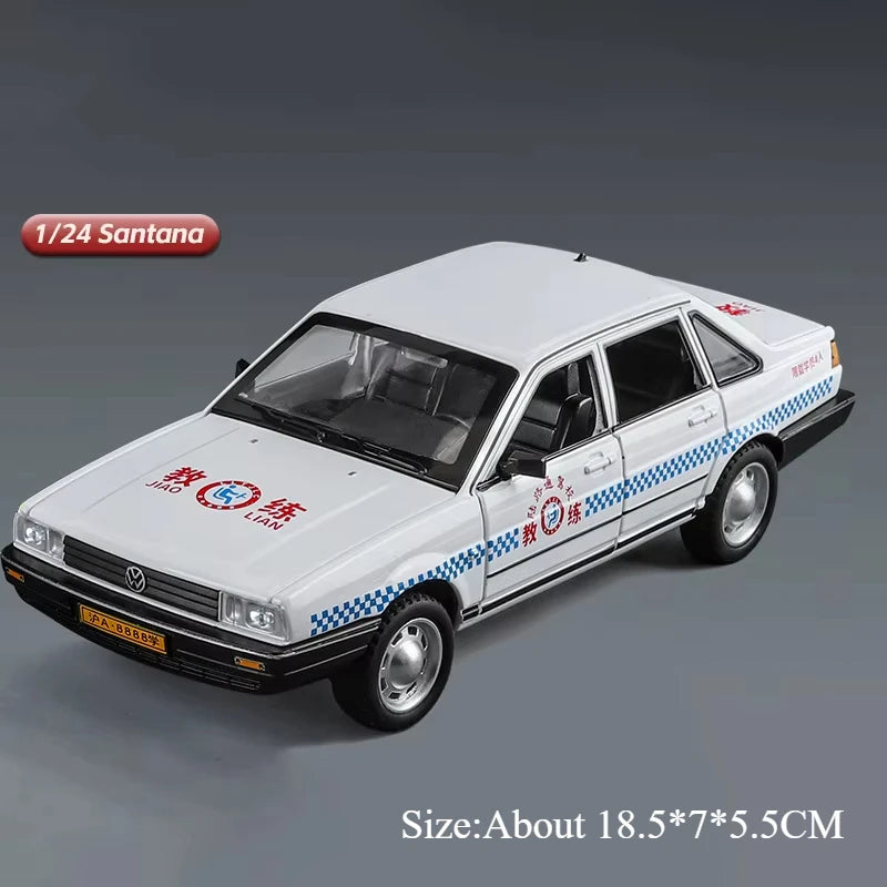 1/24 Santana Models Car Toys Diecast Alloy Police Cars 6 Doors Opened Rubber Tires Sound Light Vechices Birthday Gifts for Kids