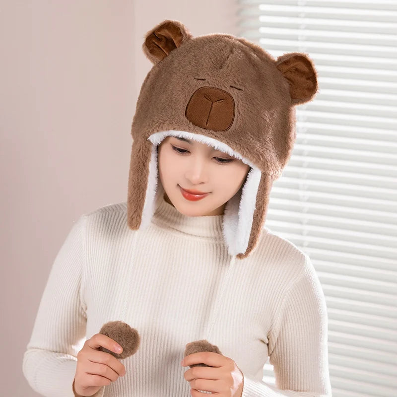 Cute Capybara Penguin Plush  Hat For Cycling Warm  Family And Friends Cartoon Husky Hat Christmas Gifts for the Winter Holidays