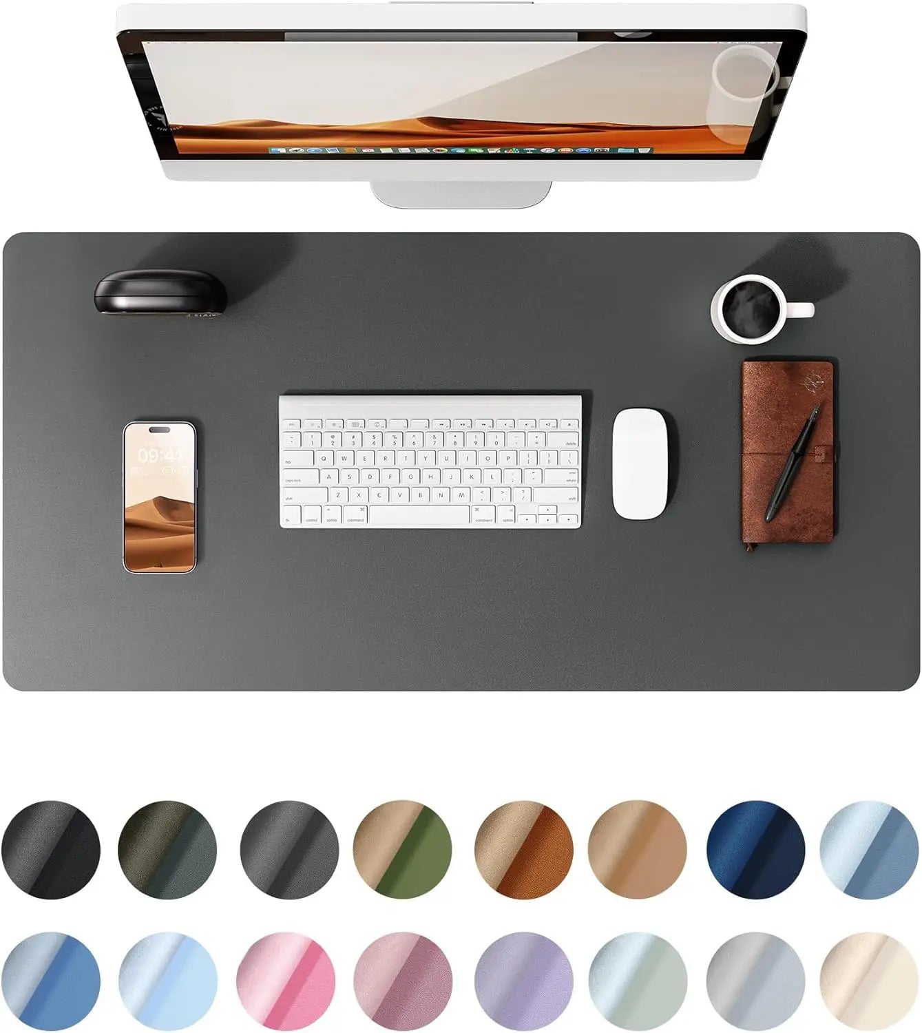 Large Size Leather Desk Pad Protector, Office Desk Mat, Large Mouse Pad, Non-Slip PU Leather Desk Blotter, Laptop Desk Pad