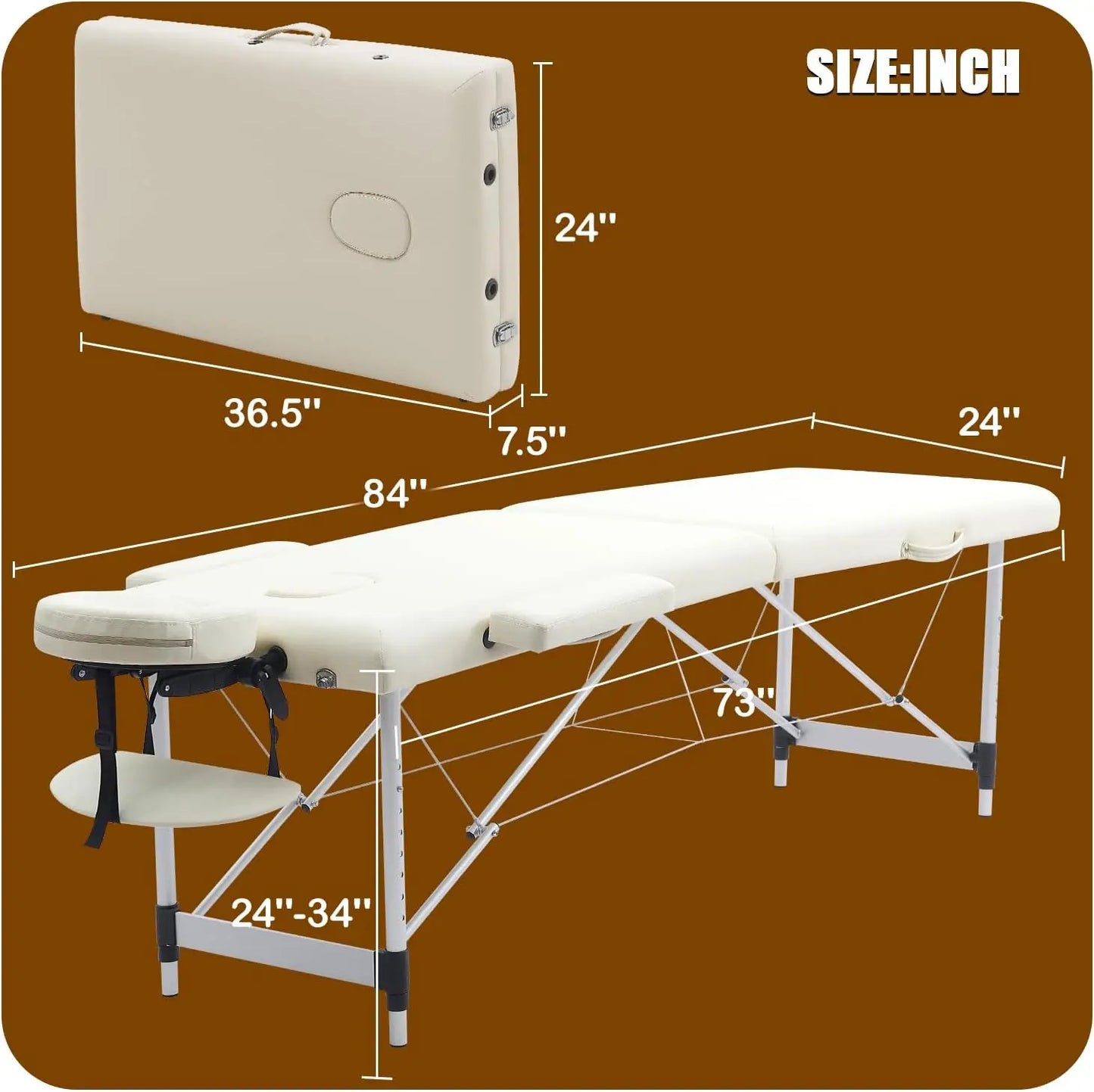 84" Massage Bed, Neck Stretcher Adjustable Lash Bed Massage Bed Tattoo Table