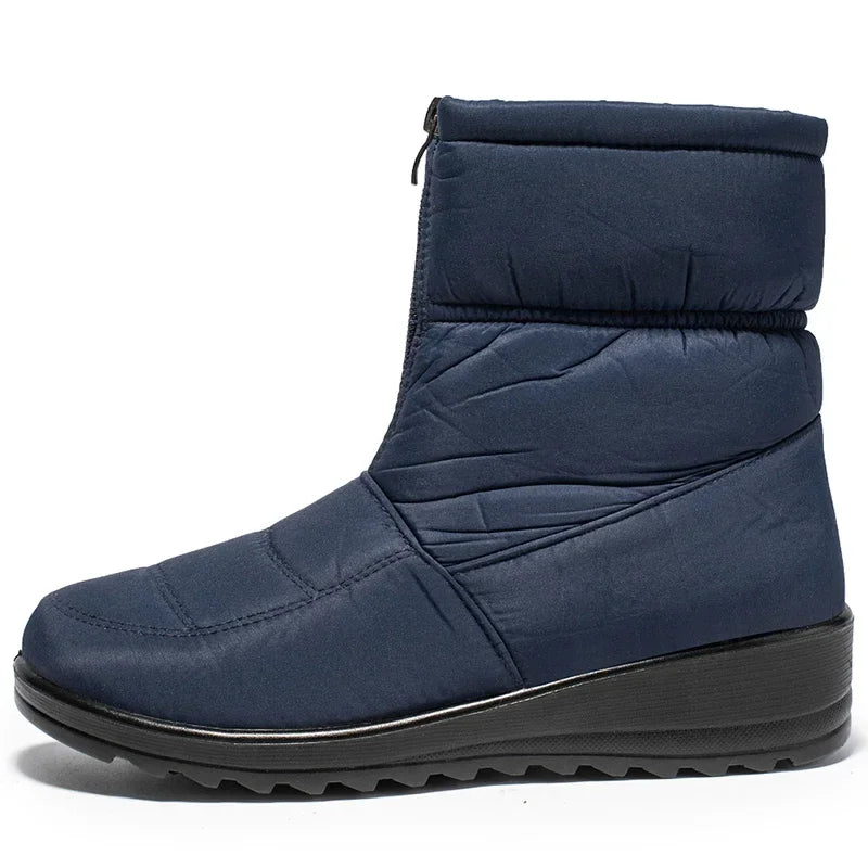 2025 Winter Waterproof Snow Boots for Women Plus Size 35-44 Thick Short Plush Ankle Boots Woman Wedges Warm Cotton Padded Shoes