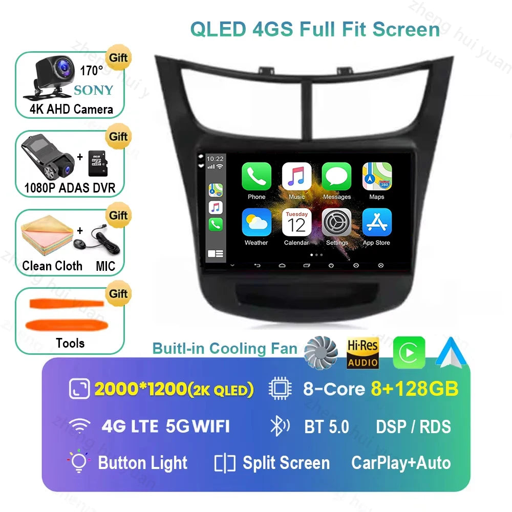Android 16 CarPlay Auto Car Radio Multimedia navigation video Autoradio Stereo For Ch For Chevroletevrolet Sail Aveo 2015 - 2019