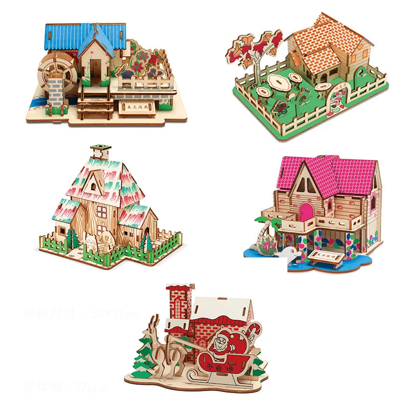 3D Hot Air Balloon Wooden Puzzle New Wooden 3D Stereoscopic Panel Insect Series Large 2-piece Handmade Model Gift Enlightenment