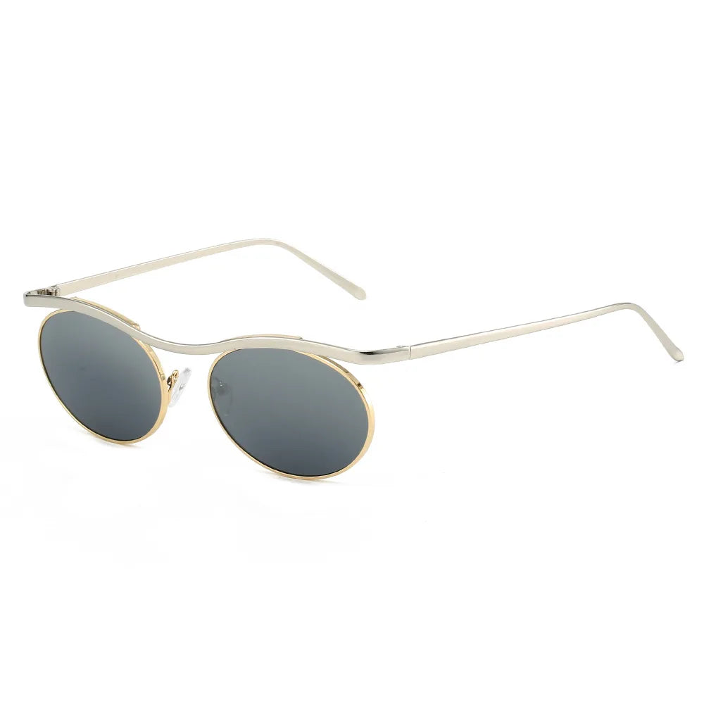 JNPCXI New Retro Oval Metal Women Sunglasses Fashion Punk Men Trending Gradient Shades UV400 Sun Glasses