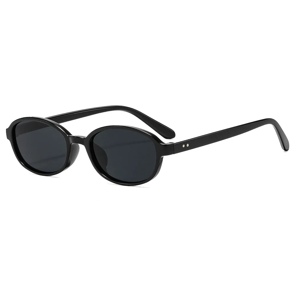 JNPCXI New Small Oval Sunglasses Women Fashion Leopard Shades UV400 Retro Rivets Men Punk Sun Glasses