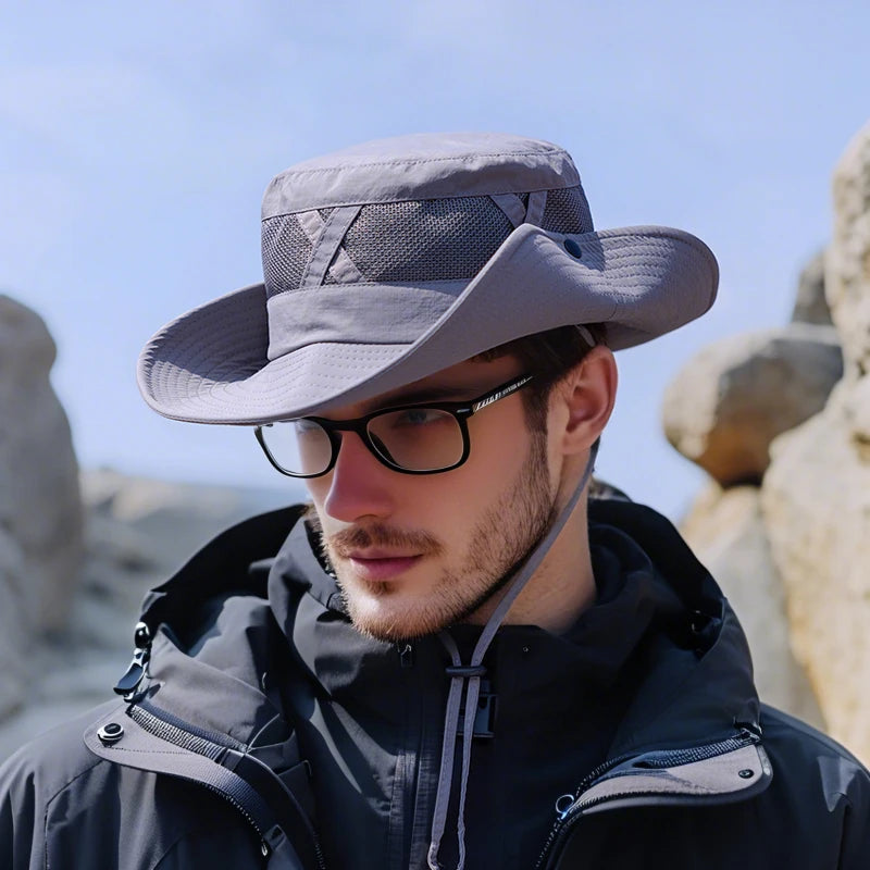 9245Summer large brim breathable shade fisherman hat Men's spring and autumn sun hat outdoor hiking fishing hat